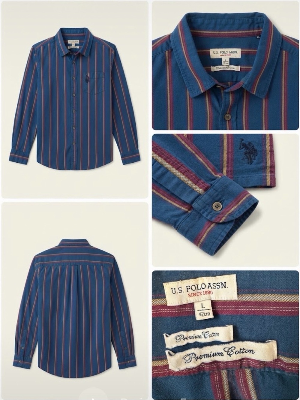 Vintage U.S. Polo Assn. Striped Button-Down Shirt | Size L / 42cm
